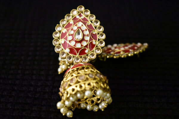 Leaf Design pink alloy Earring - Image 2