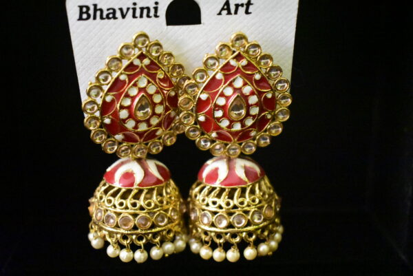 Leaf Design pink alloy Earring - Image 3