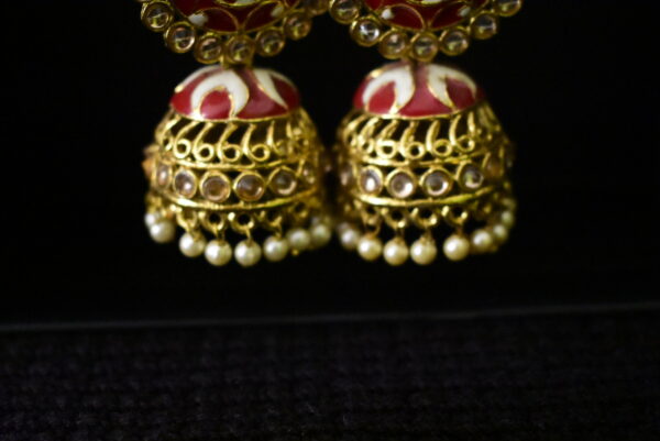 Leaf Design pink alloy Earring - Image 4