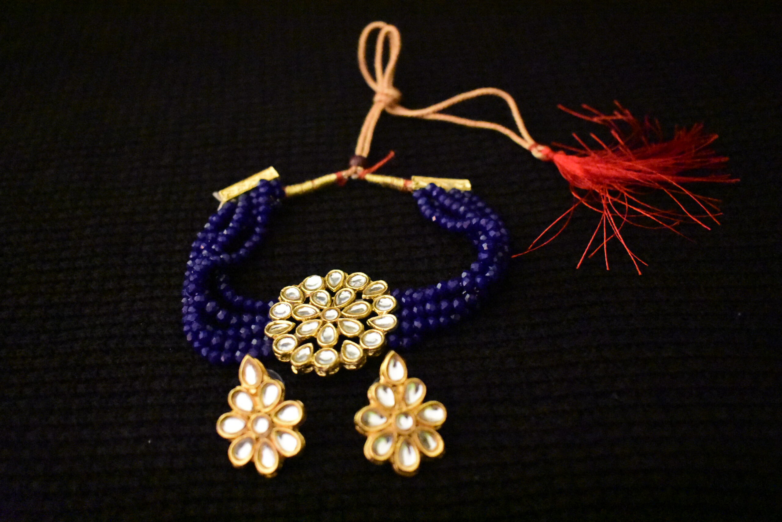 Blue Beaded Jewellery Set